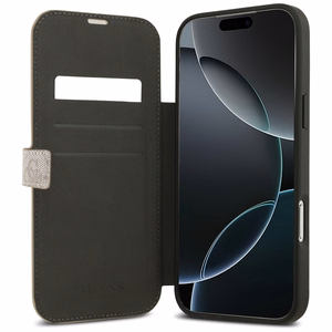 Guess Book 4G Metal Logo dėklas telefonui iPhone 17 Pro Max - rožinis
