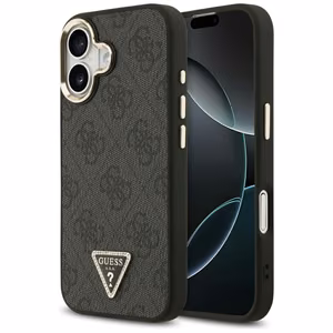 Guess 4G Triangle Logo MagSafe dėklas telefonui iPhone 17 - juodas ir auksinis