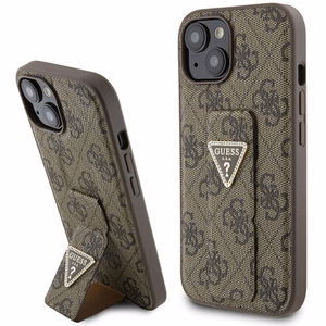 Guess dėklas telefonui su stovu Grip Stand 4G Triangle Strass iPhone 15 - rudas