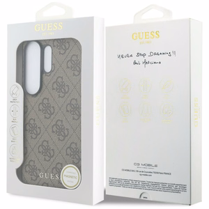 GUESS dėklas for SAMSUNG S26 Ultra GUHMS26LGF4GBR (PU 4G Classic Logo with Charm) rudas