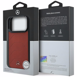 Mercedes Leather Mesh with Bow Line MagSafe dėklas iPhone 17 Pro Max, raudonas