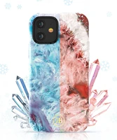 Kingxbar Agate Series dėklas telefonui dekoruotas spausdintu agatiniu raštu iPhone 12 mini raudonas