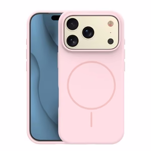 Силиконовый тонкий Mag чехол для iPhone 17 Pro 6,3" светло-розовый
