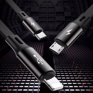 USB laidas Baseus 3in1 juodas 35cm / 120cm