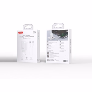 XO CE40 PD 20W sieninis įkroviklis, 1x USB-C, 1x USB, baltas + USB-C–USB-C laidas