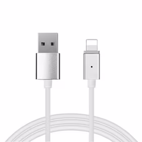 Kabelis Magnetinis Tipas 1 - USB į Lightning - su nuimamu kištuku Iphone 5/6/7/8/X 1 metras SIDABRINIS (blisterio pakuotė)