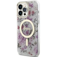 Guess GUHMP14LHCFWST iPhone 14 Pro 6.1" permatomas kietas dėklas Gėlės MagSafe