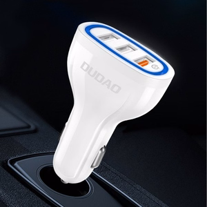 Automobilinis įkroviklis Dudao R7S QC3.0 Quick Charge 18W juodas (jungtys: 3xUSB)