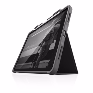 STM Dux Plus patikimas MIL-STD-810G dėklas su Apple Pencil laikikliu, skirtas iPad Air 11 M3 2025 / M2 2024 / iPad Air 10.9 5-4 kart. 2022-2020, juodas
