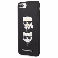 Karl Lagerfeld Saffiano Karl&Choupette Galvos dėklas telefonui iPhone 7 Plus / iPhone 8 Plus - juodas