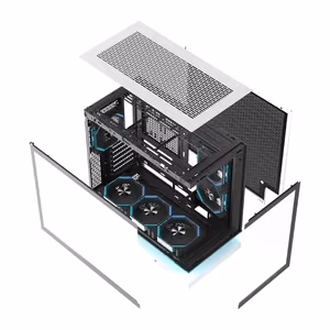 DarkFlash F1 ATX kompiuterio korpusas su 6 ventiliatoriais, baltas