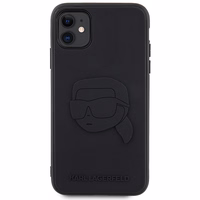 Karl Lagerfeld KLHCN613DRKNK iPhone 11 / Xr 6.1" juodas/juodas kietas dėklas guminis Karlo galva 3D