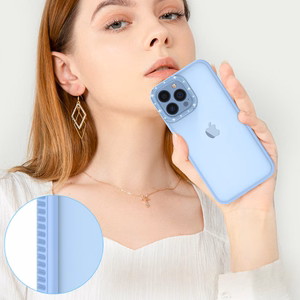 Kingxbar Sparkle Series dėklas telefonui iPhone 13 Pro Max su kristalais galinis dangtelis mėlynos spalvos