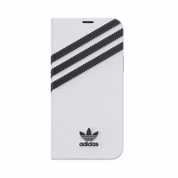 Adidas OR knyginis dėklas PU iPhone 12 / 12 Pro 6.1" - balta ir juoda