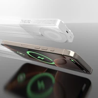 Dudao K29 10000mAh PD 20W Magnetinė išorinė baterija su metaliniu dėklu, stovu ir įmontuotais USB-C/Lightning kabeliais - sidabrinė