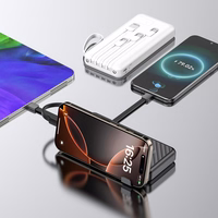 Dudao K11 10000mAh išorinė baterija su įmontuotais kabeliais - balta