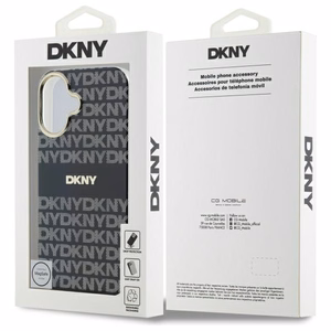 DKNY tekstūrinio rašto su juostele dėklas telefonui iPhone 16 - juodas
