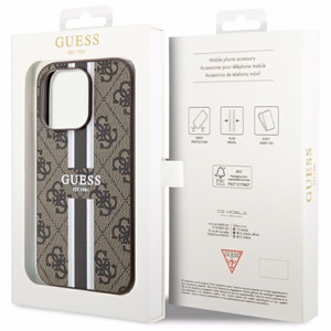 Guess GUHMP14XP4RPSW iPhone 14 Pro Max 6.7" rudas/rudas kietas dėklas 4G Printed Stripes MagSafe