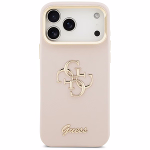 GUESS dėklas telefonui IPHONE 17 Pro Max GUHCP17XPCS4GSP (grūdinto PU didelis 4G ir stovo kamera) rožinis
