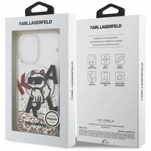 Karl Lagerfeld Skystas Blizgučiai Choupette Logo Magnetinis Dėklas telefonui iPhone 17 - Skaidrus