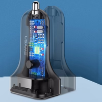 USAMS Automobilinis įkroviklis 2xUSB C13 2,1A 3w1 (microUSB/USB-C/lightning) juodas NTU35YTSC13TZ