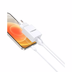 VEGER kelioninis įkroviklis USB A + Type C PD QC3.0 3A 30W VLS302U baltas