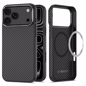 Tech-Protect Ion Carbon MagSafe dėklas iPhone 18 Pro Max / 17 Pro Max – juodas ir sidabrinis