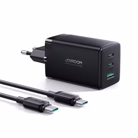 Įkroviklis Joyroom JR-TCG01 65W GaN 2xUSB-C/USB-A + USB-C to USB-C cable 1.2m juodas