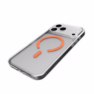 Puro Lite Mag TPU+PC magnetinis dėklas telefonui iPhone 17 Pro - permatomas su oranžiniu žiedu
