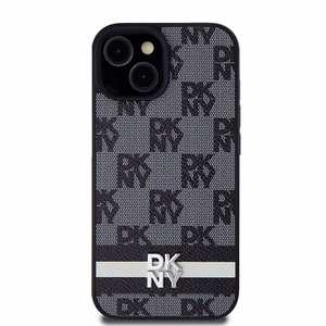DKNY odinis languotas mono raštas ir spausdintos juostelės dėklas iPhone 15/14/13 - juodas