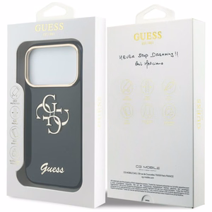 Guess IML 4G Script Metal dėklas for iPhone 17 Pro Max - mėlynas