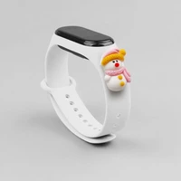 Dirželis Xmas Xiaomi Mi Band 3 / 4 Kalėdinis silikoninis dirželis apyrankė su sniego seniu - balta