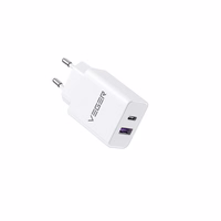 VEGER kelioninis įkroviklis USB A + Type C PD QC3.0 3A 30W VLS302U baltas