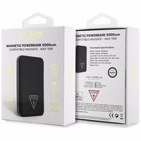 Guess Grained Triangle isorine baterija su MagSafe 5000mAh 15W USB-C - juoda