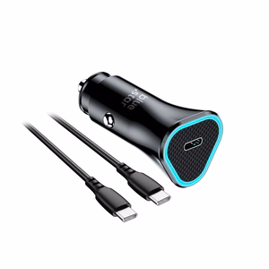 BLUE STAR automobilinis įkroviklis 3A 20W Type C + kabelis Type C į Type C PD QC3.0 AFC juodas