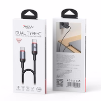 YESIDO LAIDAS CA185 240W TYPE-C/TYPE-C 1.2M 5A juodas