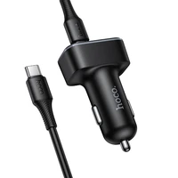 Automobilinis įkroviklis Hoco su LCD ekranu 2xUSB A + 1xUSB C PD QC3.0 42W Z63A juodas