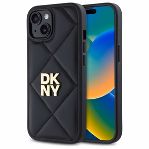 DKNY Quilted Stack Logo dėklas telefonui iPhone 15 - juodas