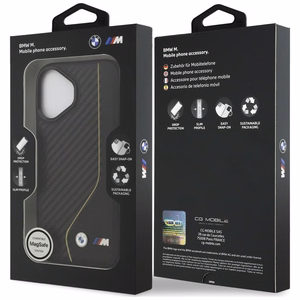 BMW M Carbon Line & Logo MagSafe Dėklas for iPhone 17 - geltonas
