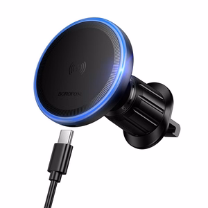 "Borofone" automobilinis laikiklis BH224 Flash magnetinis su indukciniu įkrovimu į oro angą, juodas