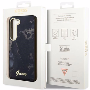 Guess GUHCS23SHTMRSK S23 S911 juodas/juodas kietas dėklas Golden Marble Collection