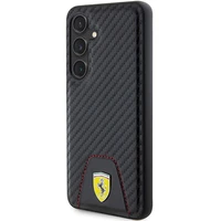 Ferrari Carbon Stitched Bottom dėklas telefonui Samsung Galaxy S24 - juodas