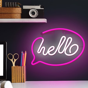 Neon LED Light HELLO rožinis baltas Bat + USB FLNE15 Forever Light