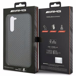 AMG AMHCS23MBLSCA S23+ S916 - juodas kietas dėklas su karbono juostele ir reljefu