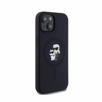 Karl Lagerfeld silikoninis Karl&Choupette magnetinis dėklas telefonui iPhone 15 Plus / 14 Plus - juodas