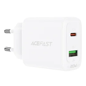 Acefast sieninis įkroviklis USB Type C / USB 20W, PPS, PD, QC 3.0, AFC, FCP baltas (A25 baltas)