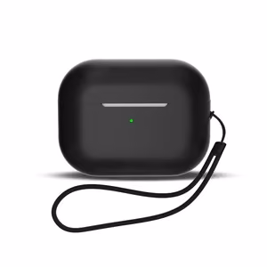 Силиконовый чехол для AirPods 1 / AirPods 2 + ремешок на запястье - чёрный