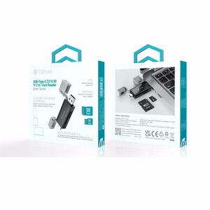 Devia kortelių skaitytuvas 2in1 EL239 USB/USB-C 2.0 juodas