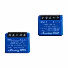 Shelly 1 Mini Gen3 2 vnt. valdiklių rinkinys, WiFi/Bluetooth