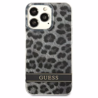 Guess GUHCP13LHSLEOK iPhone 13 Pro / 13 6.1" pilkas/pilkas kietas dėklas Leopardas